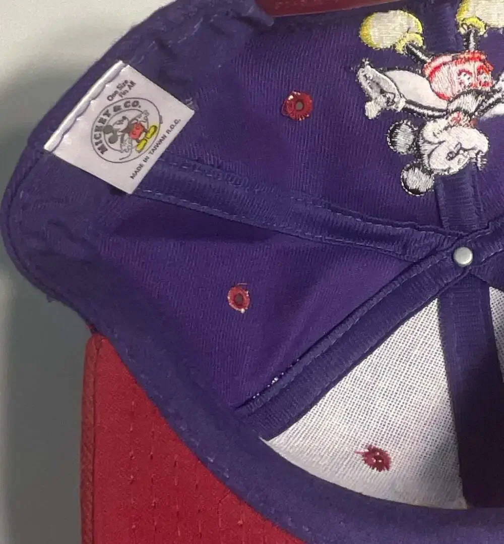 Vintage Mickey & Co Disney MM Logo Snapback Hat Purple‎ Red